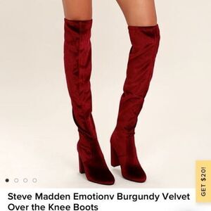 STEVE‎ Madden Emotionv over the knee boots burgundy pull on boot size 6 1/2